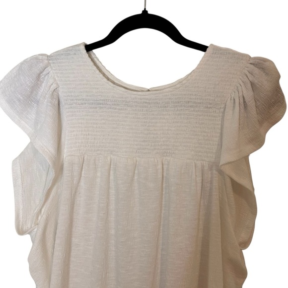 Gentle Fawn Women's White Flutter Sleeve Top- Size Small - Picture 3 of 9